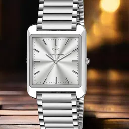 CHARLIEKEEN Men Brass Embellished Dial & Stainless Steel Straps Analogue Watch CC-GSQ010-SLV-CH-image-41