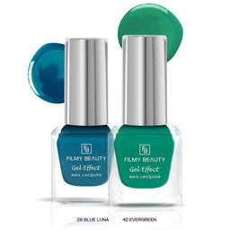FILMY BEAUTY Set Of 2 Gel Effect Nail Polish - 10 ml Each Blue Luna 28 Evergreen 42-17