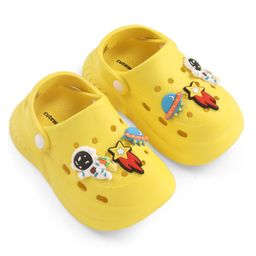 Cute Walk by Babyhug Back Strap Closure Clogs with Spaceship Applique - Yellow image 2