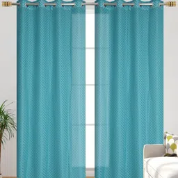 Galaxy Home Decor Blue Set of 2 Sheer Long Door Curtain-image-24
