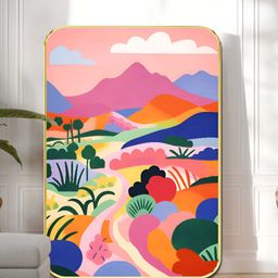 Livin'luxe Pink & Green Colorful Fantasy Landscape Wall Art-picture-49