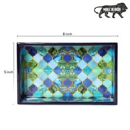 Duli Enamel Coated Multipurpose Serving Tray for Home and Dining Table - Blue image 4