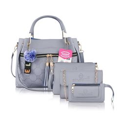 SGM FASHION Set of 4 Geometric Textured Handheld Bags with Tasselled Detail-image-20