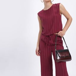 glitchez Self-Striped Shoulder Straps Crop Top with Trousers-13