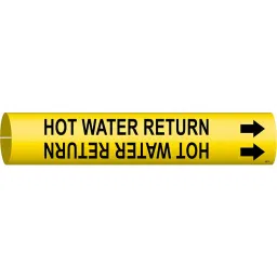 BRADY Plastic Pipe Marker Hot Water Return Yellow and Black 2-13/16 x 2-4/5 x 0.03 inch, 6GW08-14