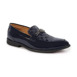 FAUSTO Men Blue Patent Leather Loafers-image-8