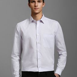 Louis Philippe Men Spread Collar Textured Cotton Slim Fit Formal Shirt-image-80