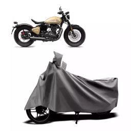 Auto Pearl Two Wheeler Cover with Bag for Royal Enfield Bobber 350, Silver-image-78