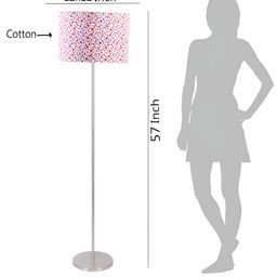 Devansh White & Pink Printed Cylindrical FloorLamps-10