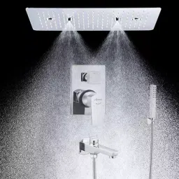 Aquieen Zura 10x15 inch Brass Silver Wall Mount Shower Set, AQN 590-picture-39