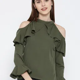 Moda Rapido Cold-Shoulder Ruffles Crepe Top-picture-10