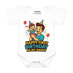 Arvesa Papa First Birthday With Me Printed Bodusuit-image-73