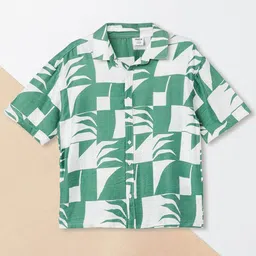 max Boys Conversational Printed Short Sleeves Spread Collar Cotton Opaque Casual Shirt-image-8