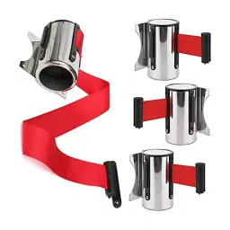 DOSSVICK Stainless Steel Stanchion Queue Manager Pack of 1 Rope 3 Metre Red/Silver-picture-27