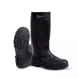 Robustt Steel Toe Printed Leather Waterproof Black Gumboot Safety Shoes Size 7-21