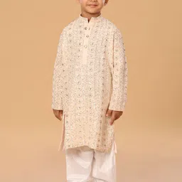 The Mini Trunk Boys Ethnic Motifs Embroidered Regular Lucknowni Kurta with Trousers-picture-46