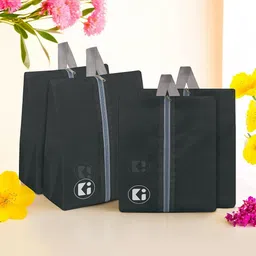 Kuber Industries Black 4 Pieces Regular Travel Shoes Organisers-30