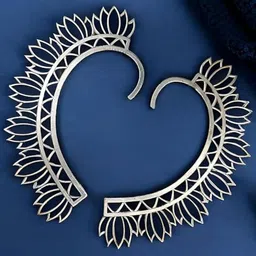 Sangria Women Silver Plated Lotus Shape Ear Cuff-image-96