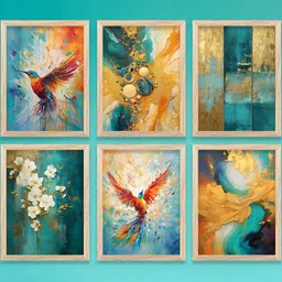 WALLLANE Multicoloured 6 Piece Wood Abstract Wall Paintings-image-74