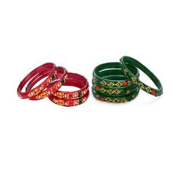 SOMIL Set Of 8 Multi Alloy Artificial Stones and Beads Antique Bangles-image-22