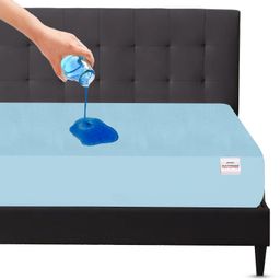 Mattress Protector Water Proof Breathable Stretchable Fitted 75 x 48 Inch for Twin Bed Divan Bed with Elastic Strap Water Resistant Ultra Soft Hypoallergenic Bed Cover - Blue-picture-26