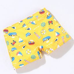 Babyhug Short Length Swimming Trunk Beach Theme Print - Yellow-image-56
