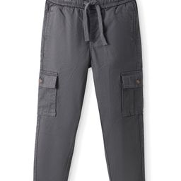 Pine Kids Cotton Full Length Elasticated Waist Jogger Fit Trouser Solid Colour - Grey-image-17