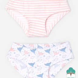 Keebee Organics Organic Cotton Pack Of 2 Striped & Fish Printed  Panties - White-image-12
