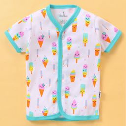 Child World Interlock Knit Half Sleeves Vest with Ice Cream Print - Blue & White-picture-26