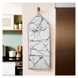 Kuber Industries Wall Hanging Organizer | 3 Multi-Purpose Storage Pocket | Foldable Document Holder | Hanging Stationary-Magazine Organizer | Marble-Design | Light Grey-image-24