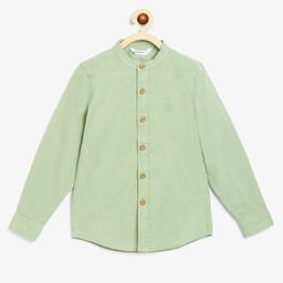 Campana 100% Cotton Full Sleeves Solid Shirt - Sage Green-image-63