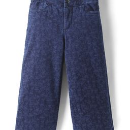 Under Fourteen Floral Embroidered Flared Jeans - Navy Blue-image-79