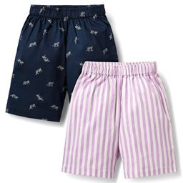 Rikidoos Pack Of 2 Striped & Leopard Printed Boxers - Navy Blue & Purple-image-94