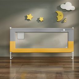 StarAndDaisy Baby Bed Guard Rail with T- Body Support Frame, Adjustable Height/Portable Single Side Bed Rail for Infant & Toddler's Safety (Grey & Yellow-2M)-picture-16