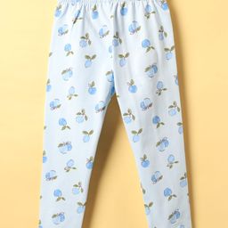 Evimo Single Jersey Knit Full Length Leggings with Cherry Print - Light Blue-image-51