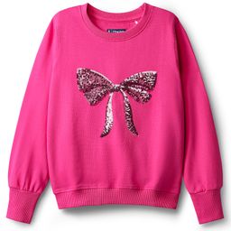 Pine Kids Cotton Knit Full Sleeves Sweatshirts with Sequined Bow Design - Dark Pink-image-4