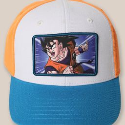 Kidsville Cotton Blend Dragon Ball Z Featuring Goku Designed Cap - White Blue & Orange-image-94