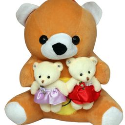 Tickles Teddy with Baby Soft Stuffed Plush Toy for Kids Boys & Girls Birthday Gift (Color: Brown Size: Length 30 cm)-image-7