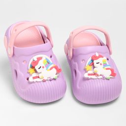 KIDLINGSS Unicorn Applique Detailed Perforated Slingback Clogs - Purple-image-46