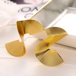 DIVASTRI Stainless Steel Gold-Plated Geometric Studs Earrings-30