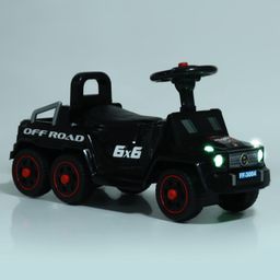 fab n funky Premium Kids Manual Push Ride On With Storage & Light And Music Foot to Floor Operation| Backrest - Black image 2