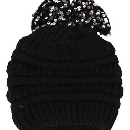 Tipy Tipy Tap Sequins Embellished Bow Designed Cap - Black image 3