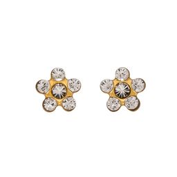 STUDEX Stainless Steel 24K Pure Gold Plated Crystal Studded Bezel Floral Shaped Studs-87