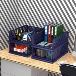 Aura Blue 4 Pieces Regular Office Desk Organisers-50