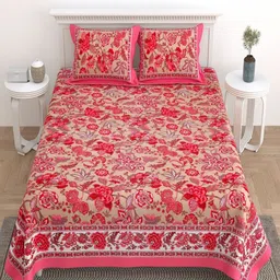 Bombay Spreads Red Printed Pure Cottton 180 TC King Bedsheet Set-2.74 m x 2.20 m image 3