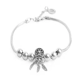 Paavni Girls Sterling Silver Handcrafted Rhodium-Plated Charm Bracelet-picture-56