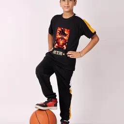 FITIN OUTFIT Boys Printed Round Neck T-shirt With Joggers-image-65