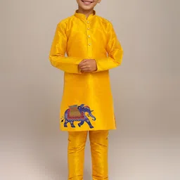 DEVOILER Boys Ethnic Motifs Printed Mandarin Collar Straight Kurta-image-33