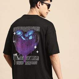 Mast & Harbour Printed Drop-Shoulder Sleeves Relaxed T-shirt-image-89