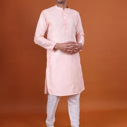 NAMASKAR Mandarin Collar Pure Silk Kurta With Churidar-picture-44